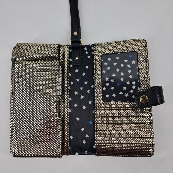 Juicy Couture Tech Wallet Wristlet Black Gold Leather - Picture 7 of 16